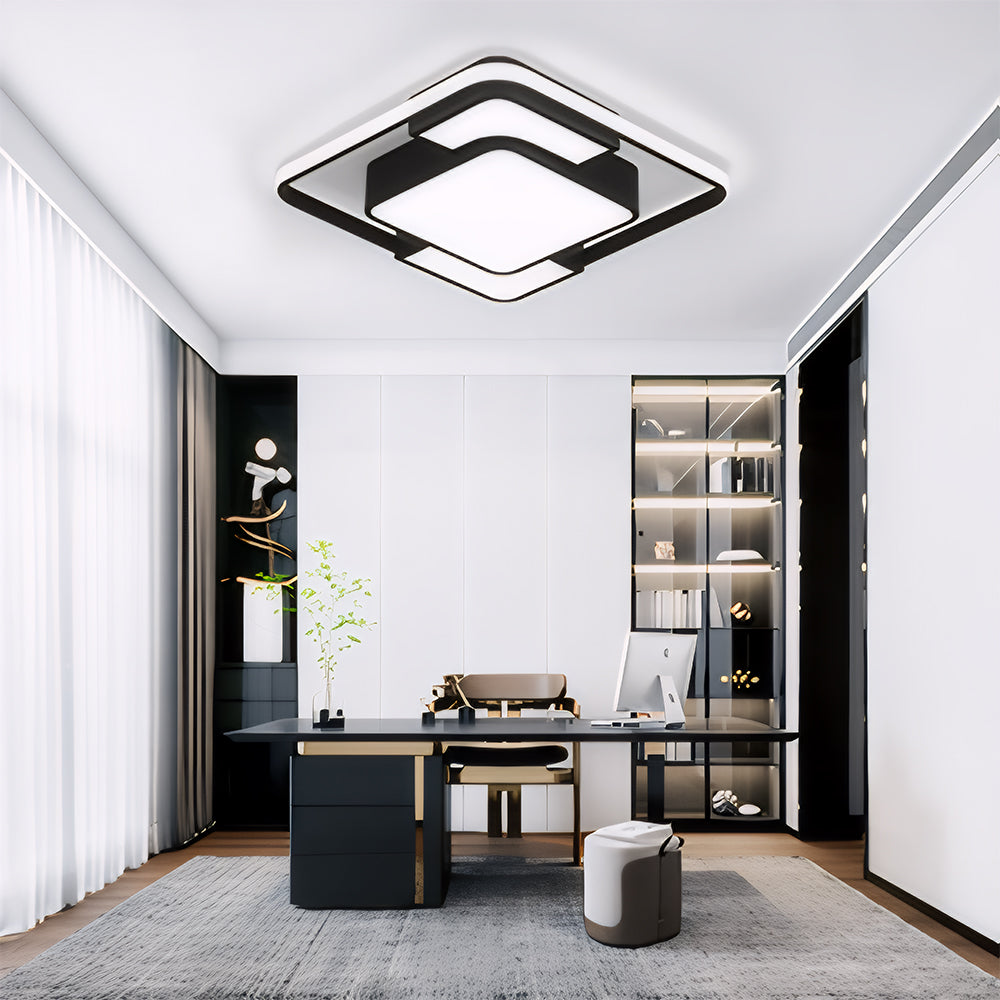 モダンでシンプルなスクエア型LEDフラッシュマウントシーリングライト
