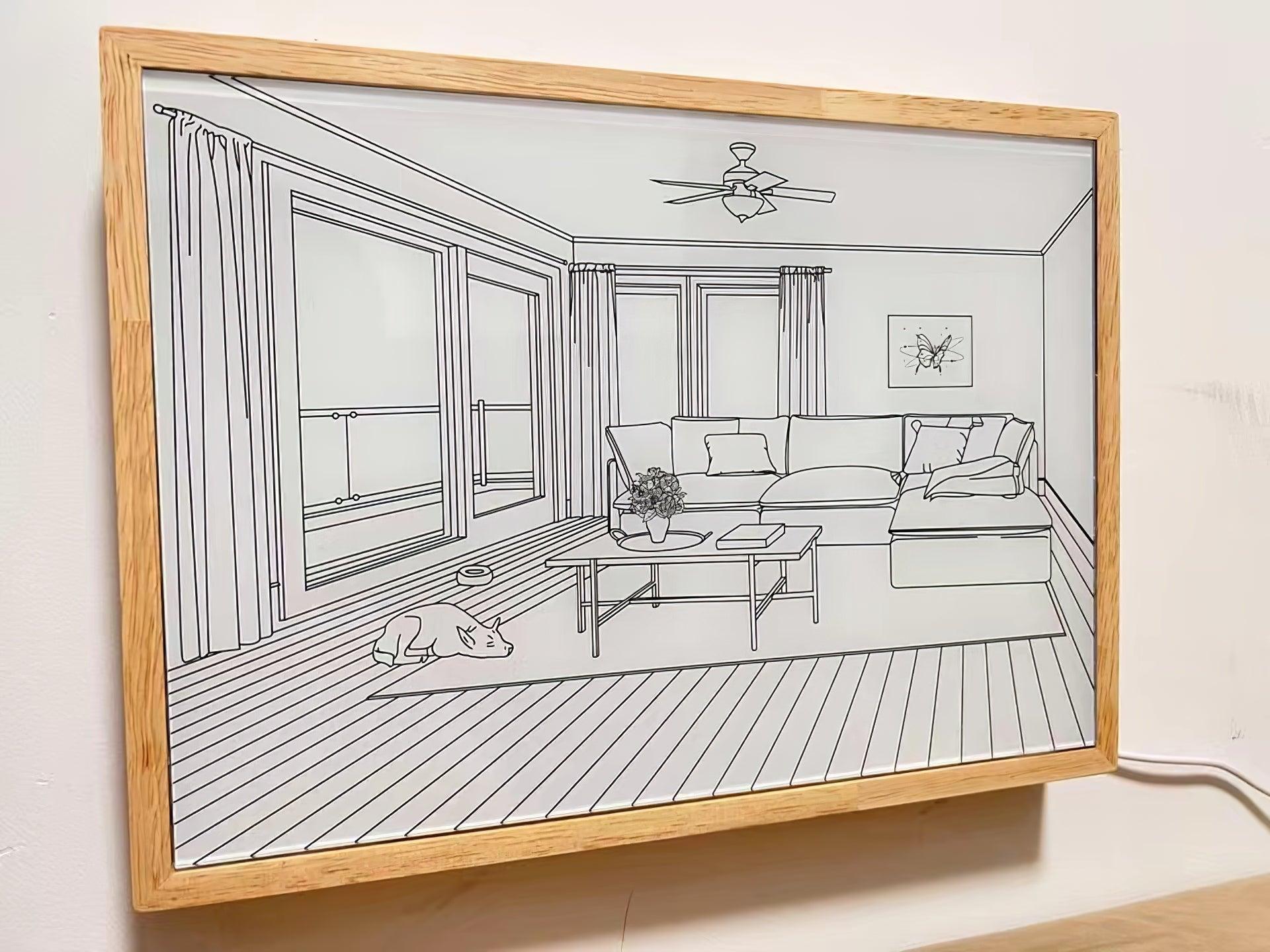 日光浴する犬の壁画アートランプ