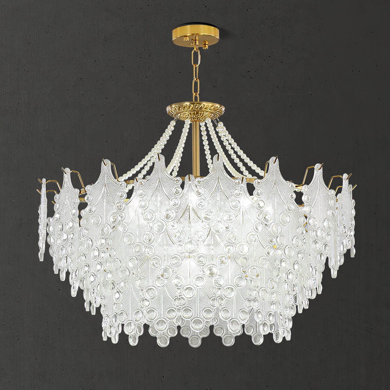 ブロンズ彫刻ガラスシャンデリア