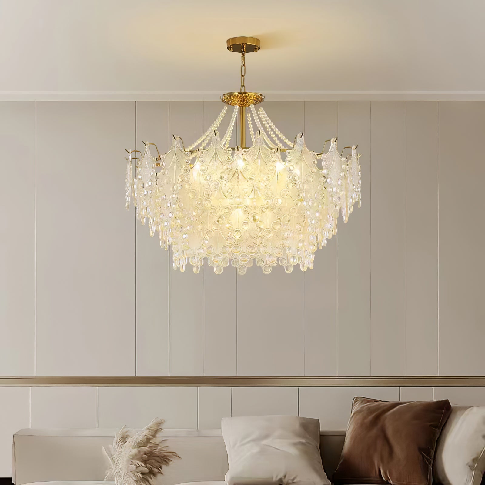 ブロンズ彫刻ガラスシャンデリア