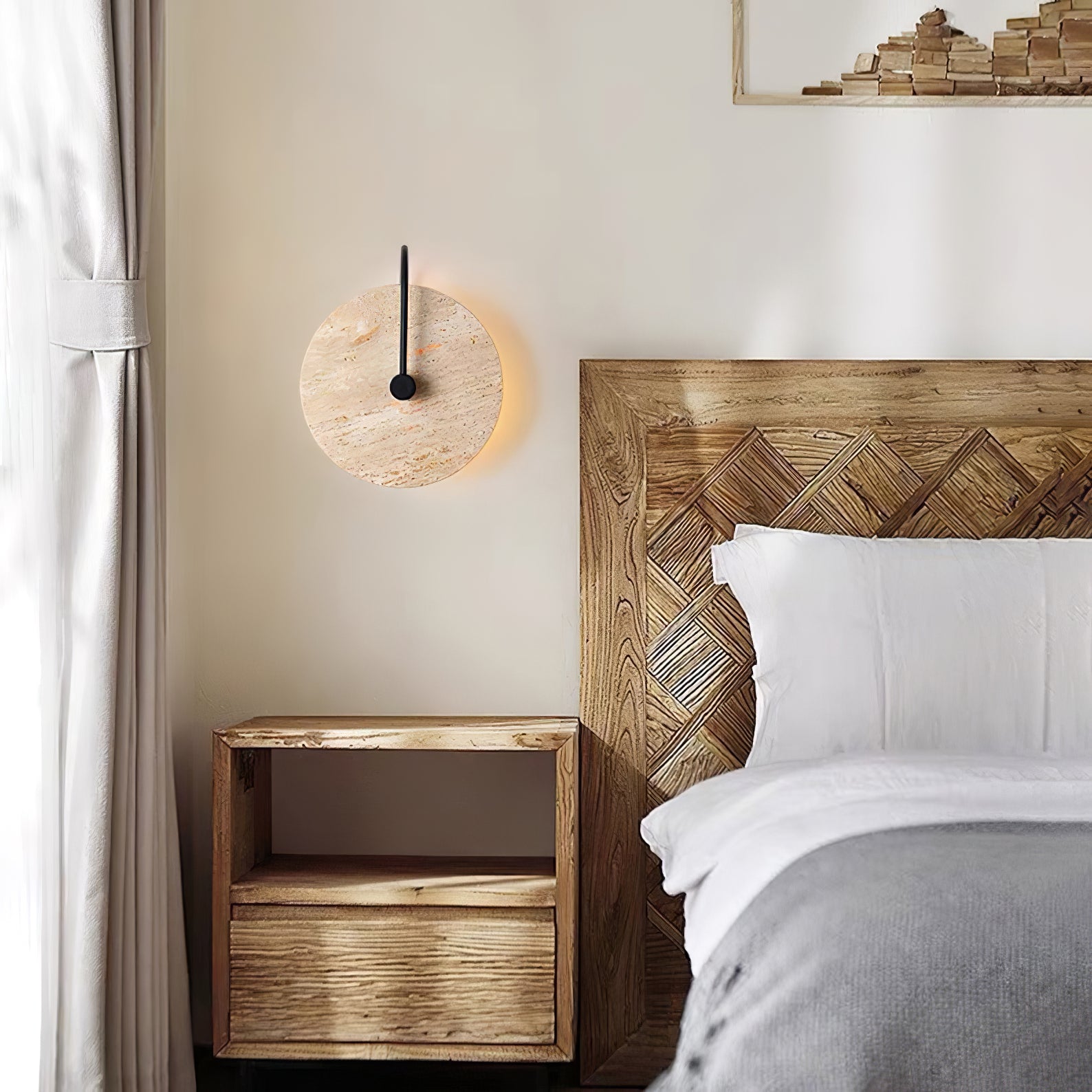 ラウンドトラバーチンウォールランプ