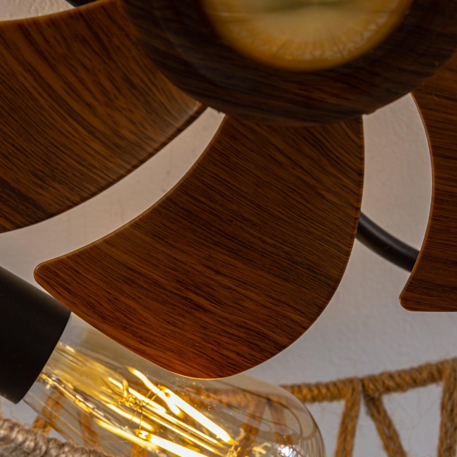 リモコンシーリングファンランプ付き麻ひも