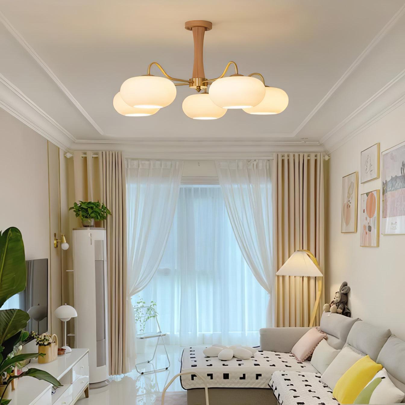 真鍮木製パーシモンシャンデリア