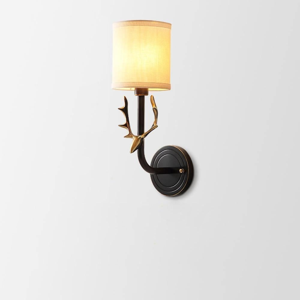 Brass Deer Head Wall Light