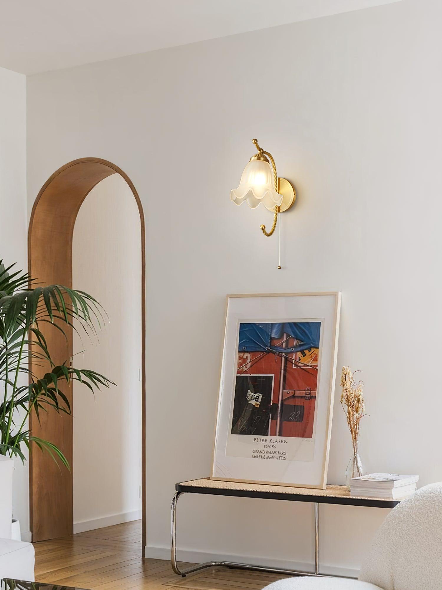 湾曲したグースネック真鍮ガラス取り付け用燭台