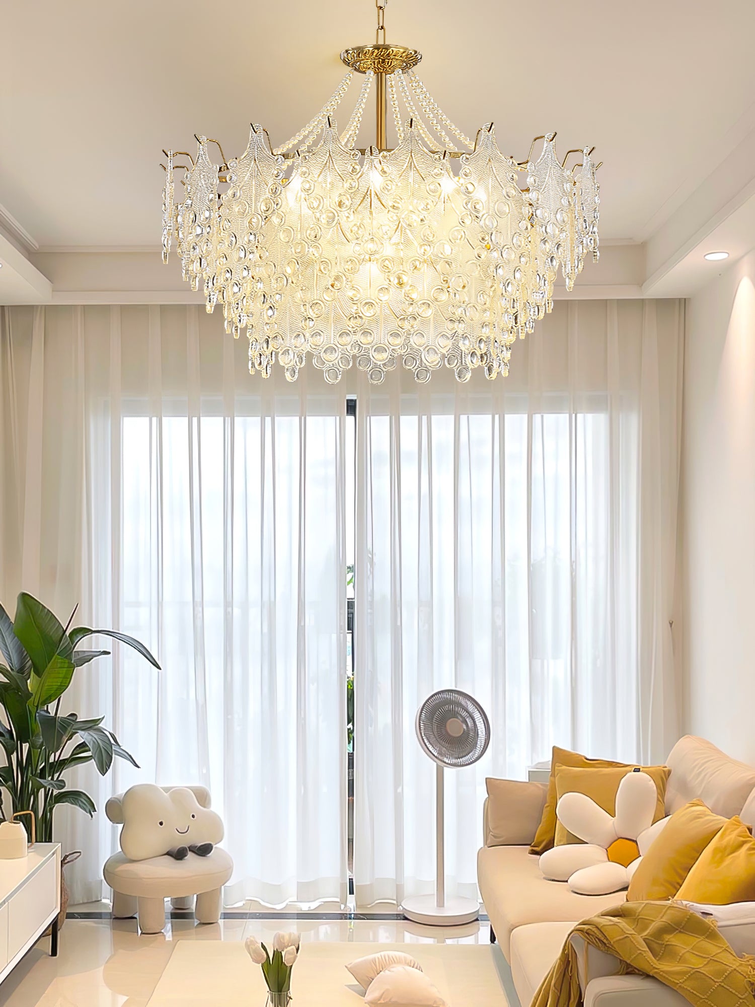 ブロンズ彫刻ガラスシャンデリア