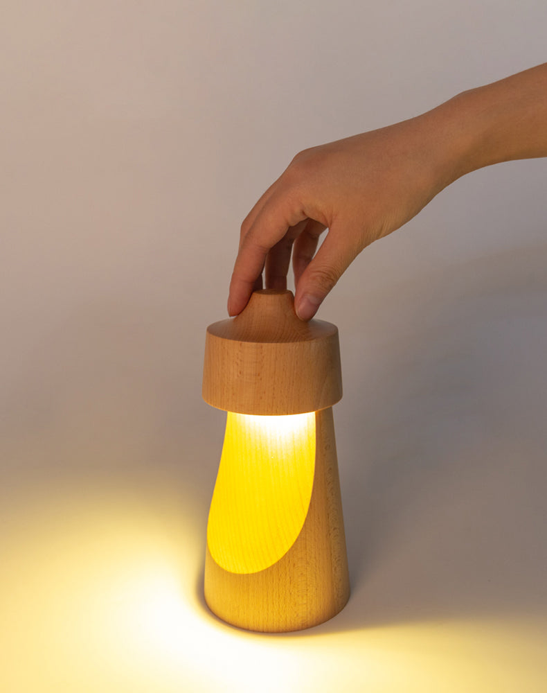 無垢材ハーフムーンテーブルランプ