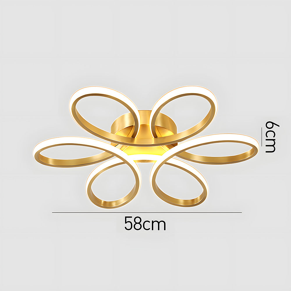 ミニマリストな花びら型メタルLEDリビングルームシーリングライト