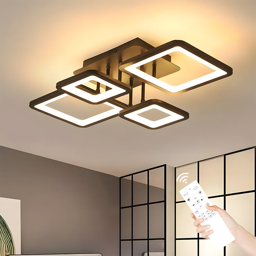 モダンなLEDシーリングライト、リビングルーム用ブラックアクリルシーリングランプ