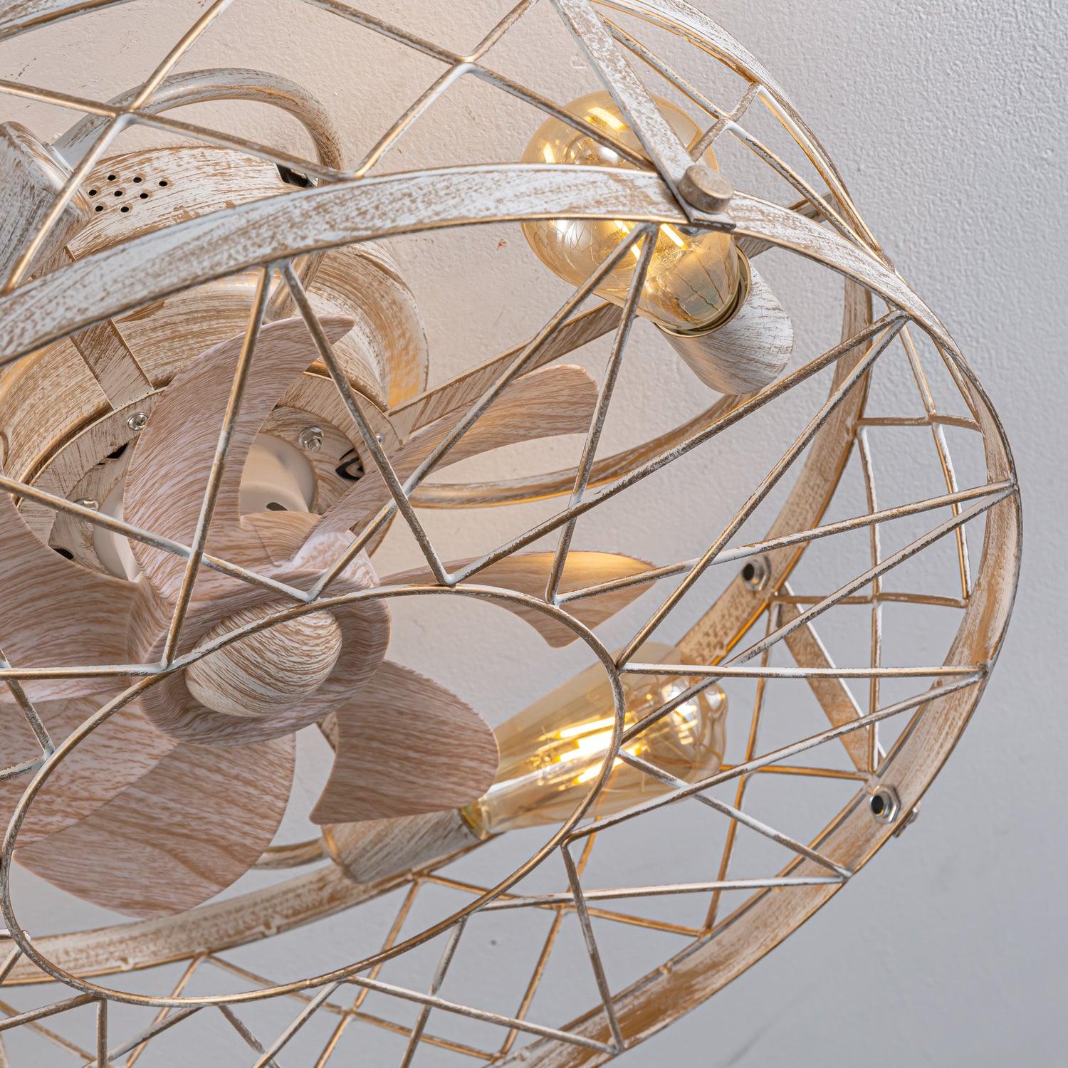 ホワイトとゴールドのメタル、リモートシーリングファンランプ付き