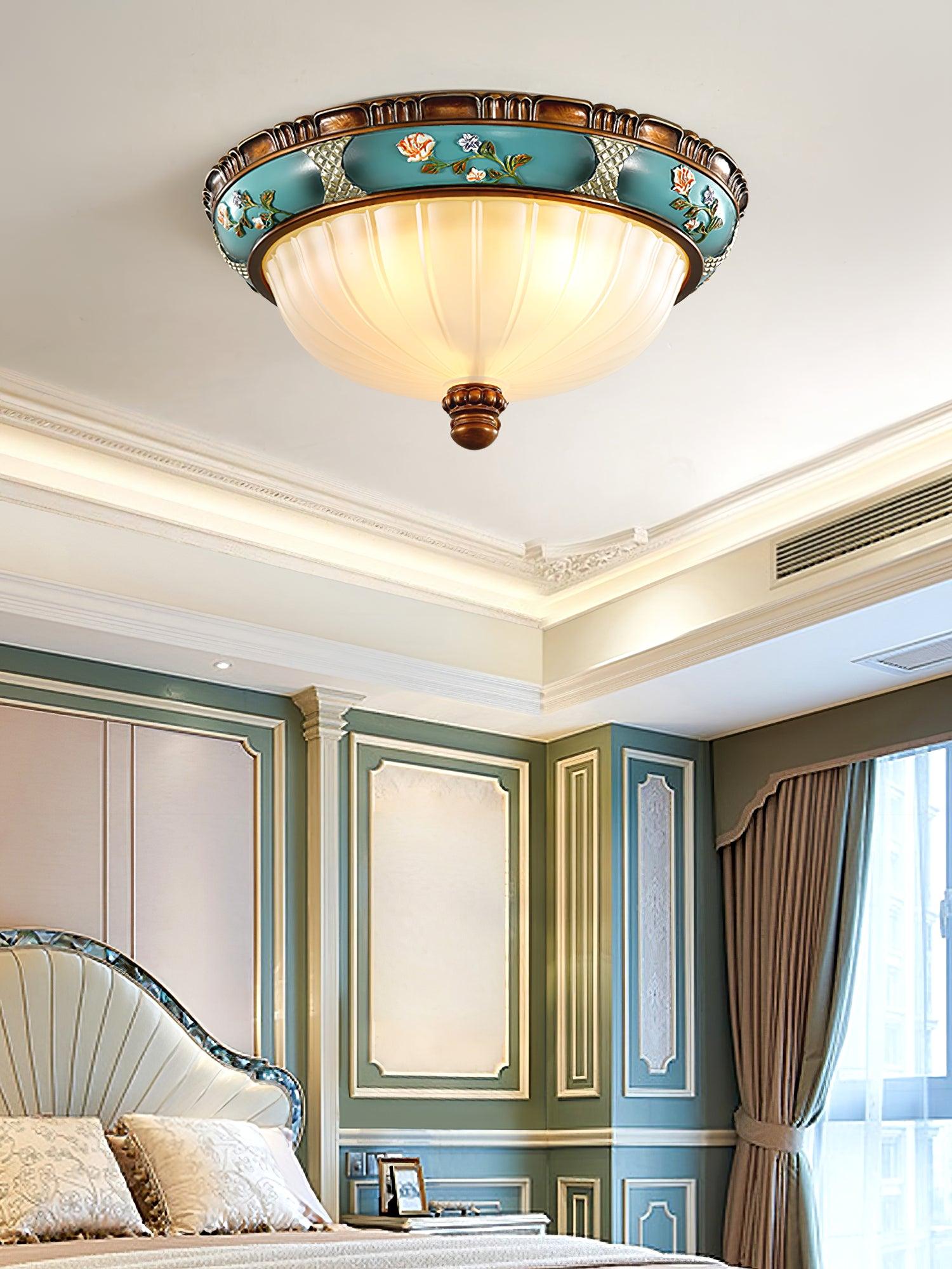 レトロな花柄樹脂埋め込み型シーリングライト