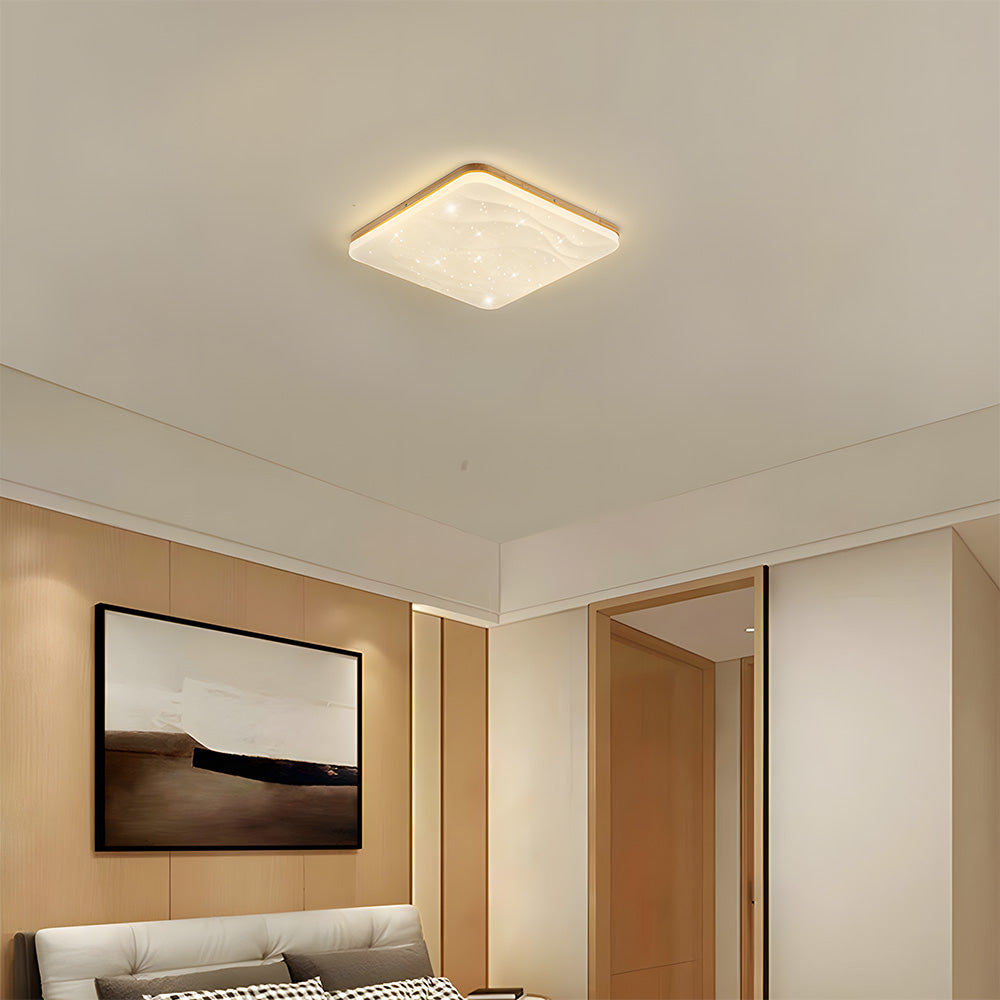 レトロミニマルな木製リビングルームLEDシーリングライト