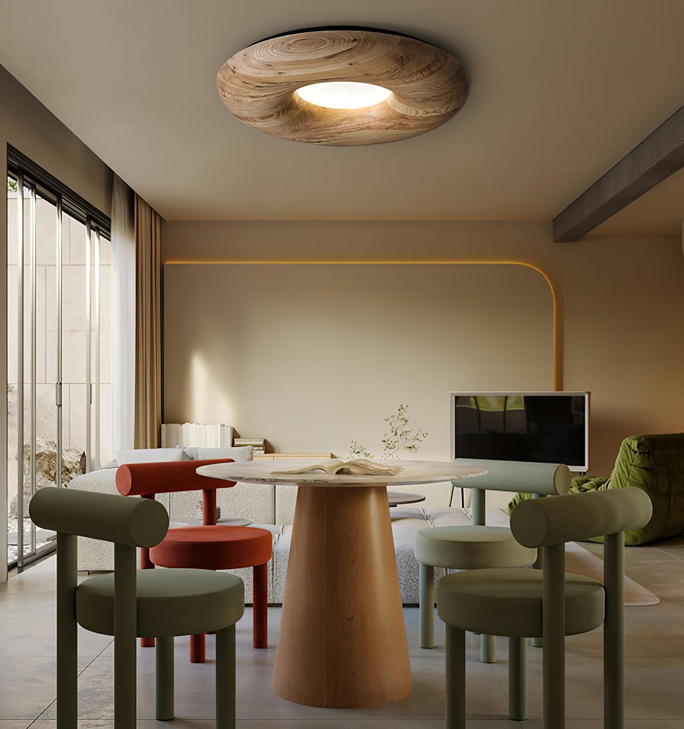 ドーナツウッドシーリングライト