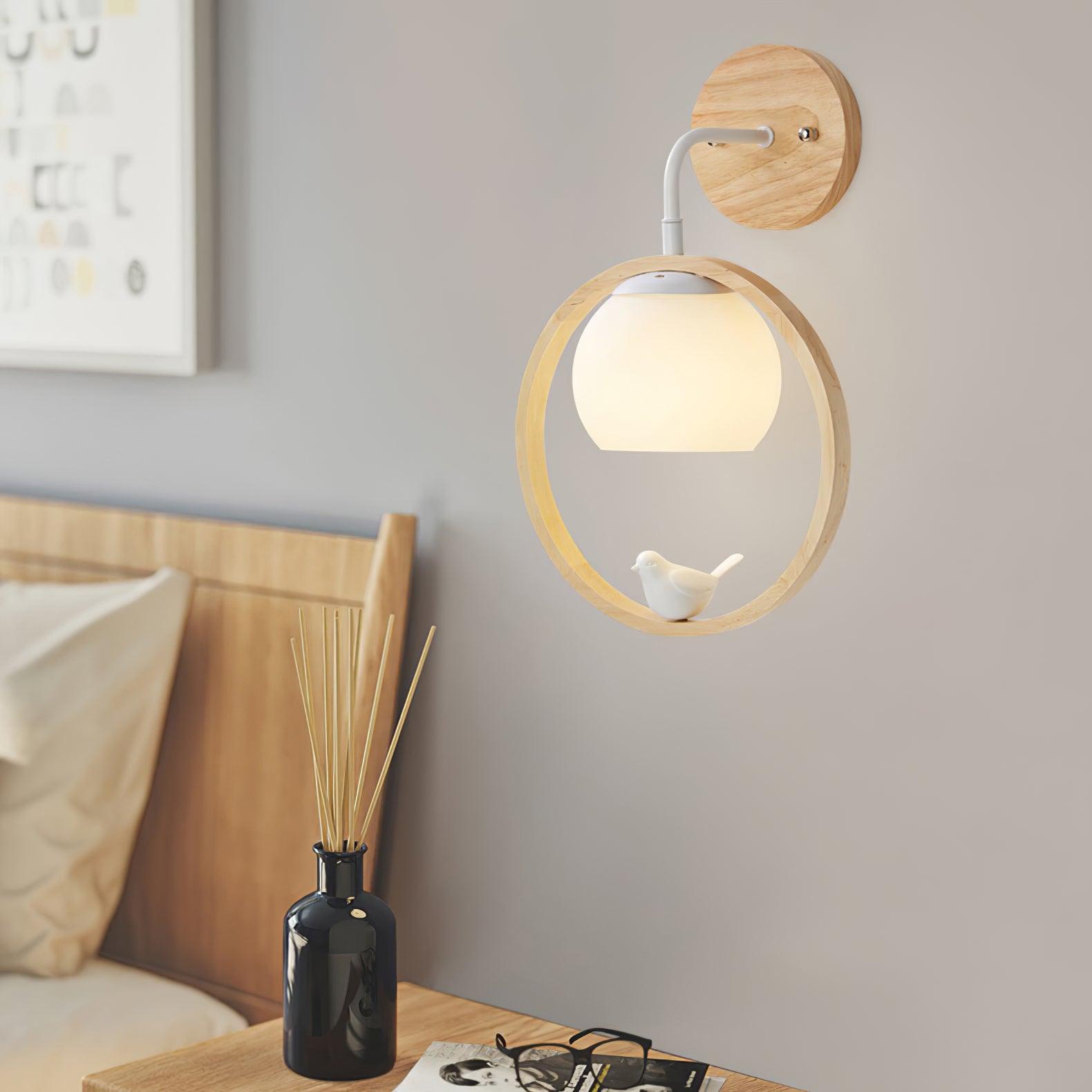 Wood Bird Wall Lamp