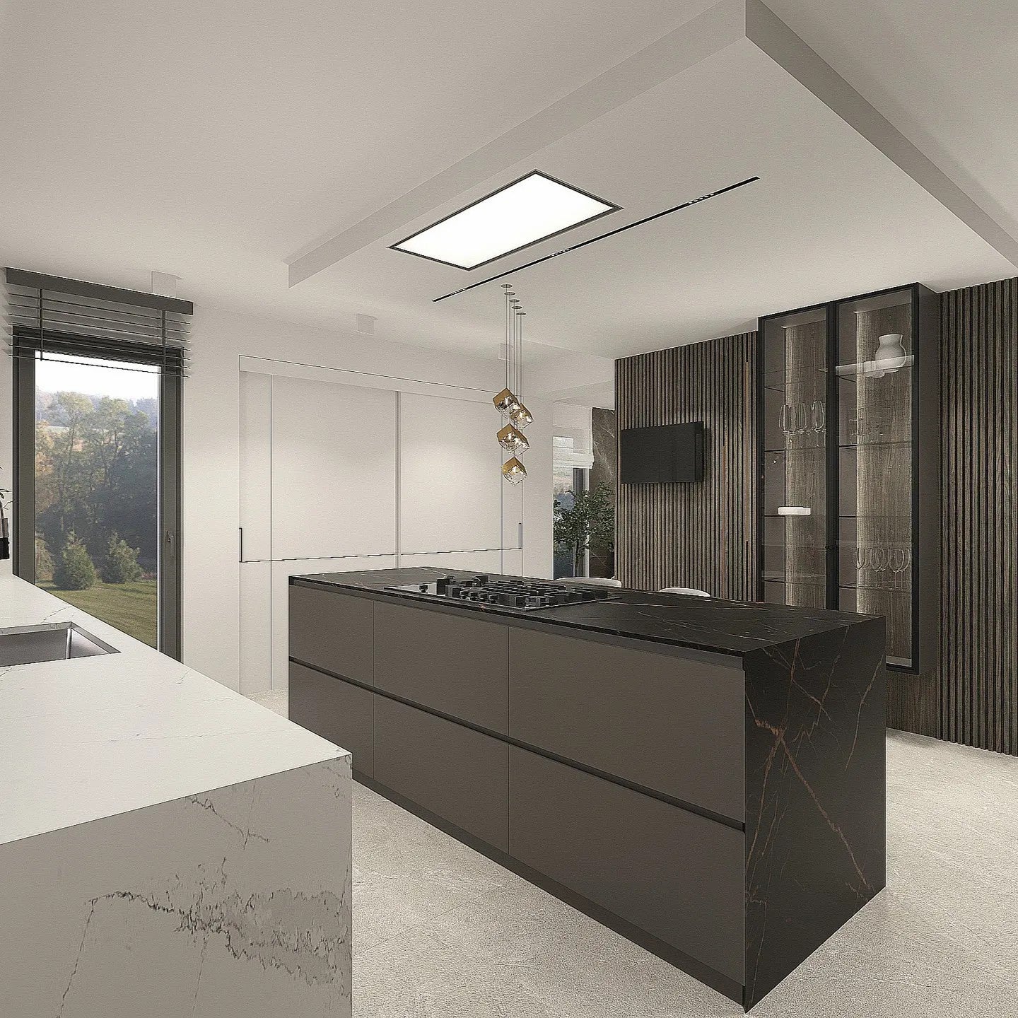 スクエアアートガラスシャンデリア