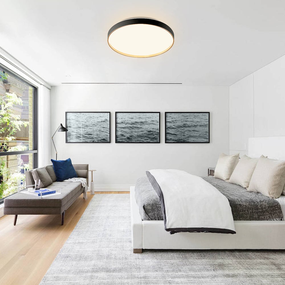 リビングルーム用ブラックラウンドフラッシュシーリングライト