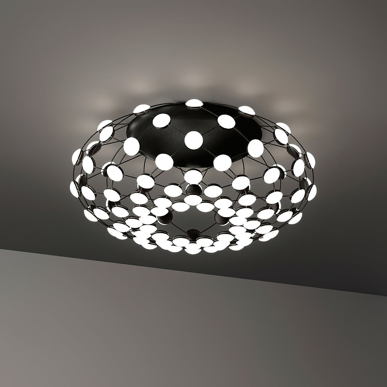 黒と白のメッシュ天井ランプ
