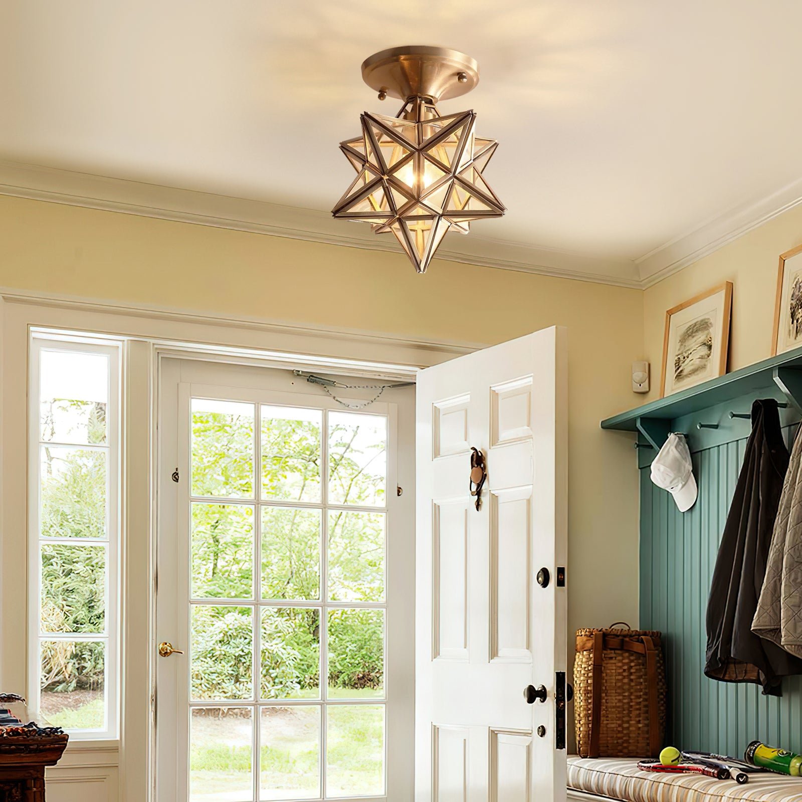 真鍮製五芒星型天井ランプ