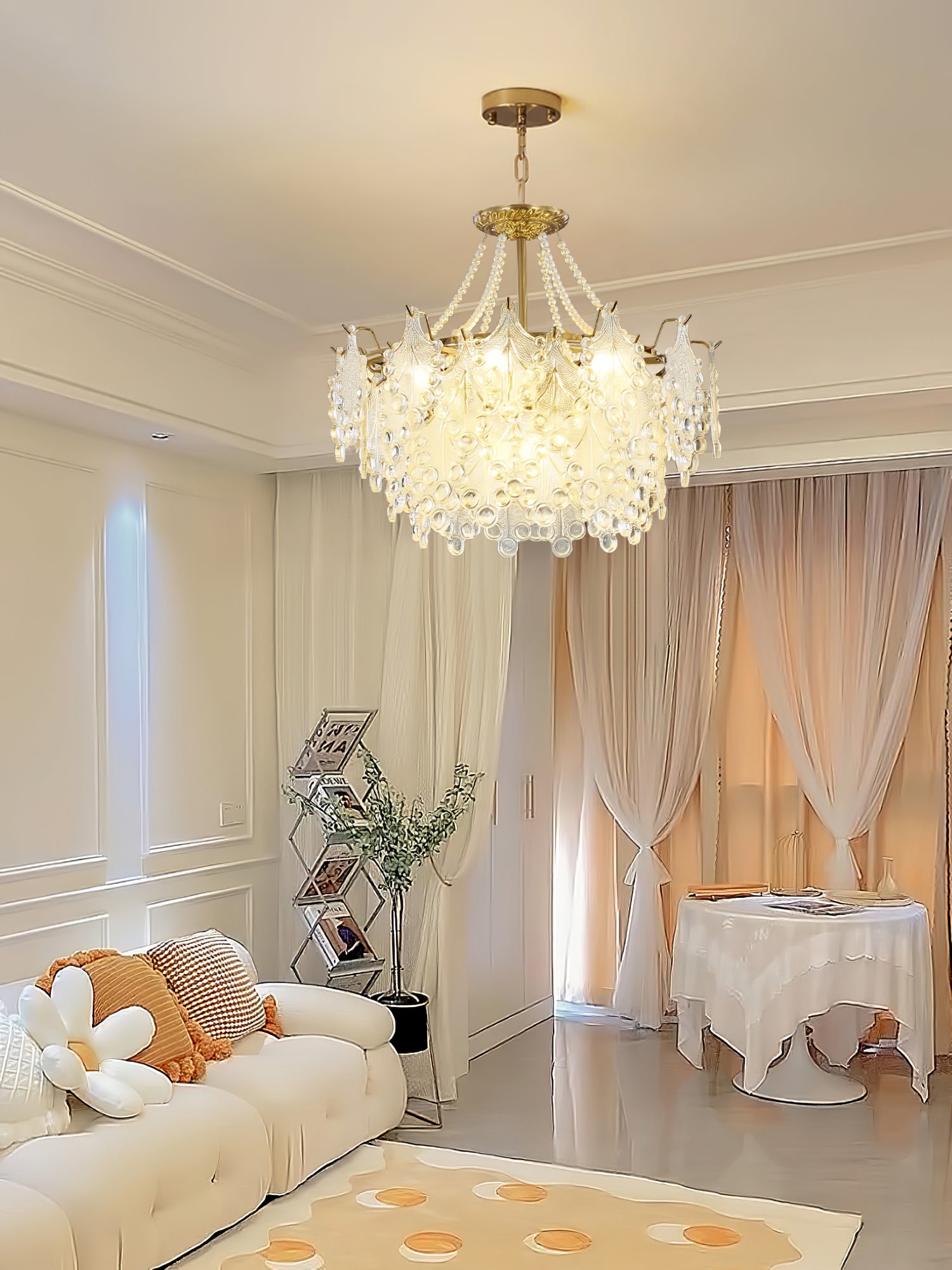 ブロンズ彫刻ガラスシャンデリア