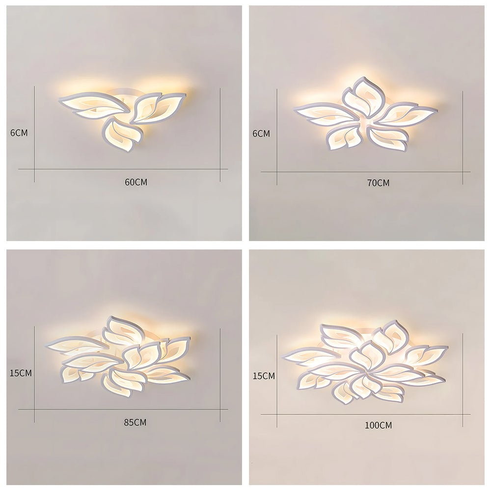 リビングルームに最適なクリエイティブデザインの花びら型ホワイトシーリングライト