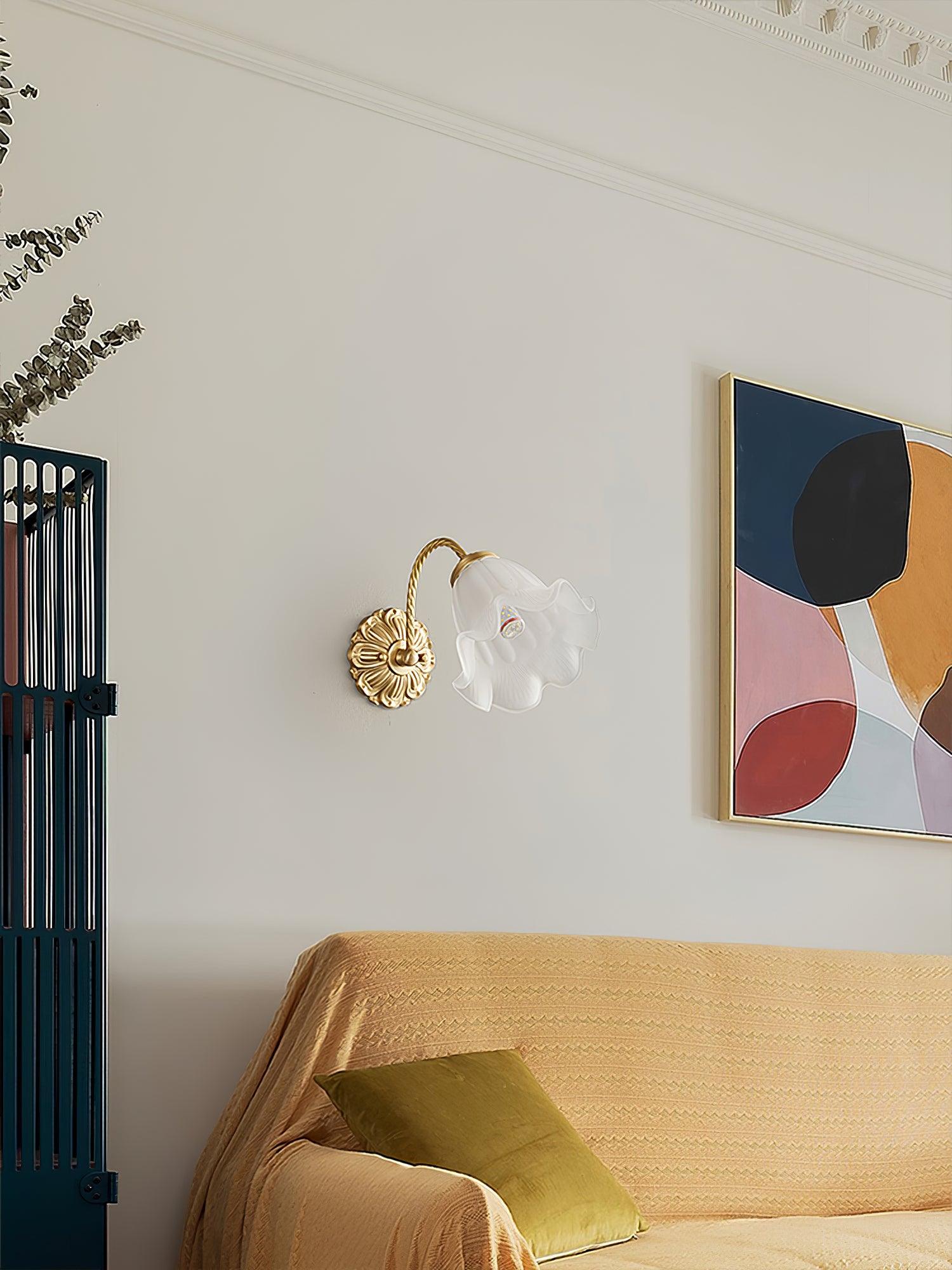 真鍮花柄ガラス燭台