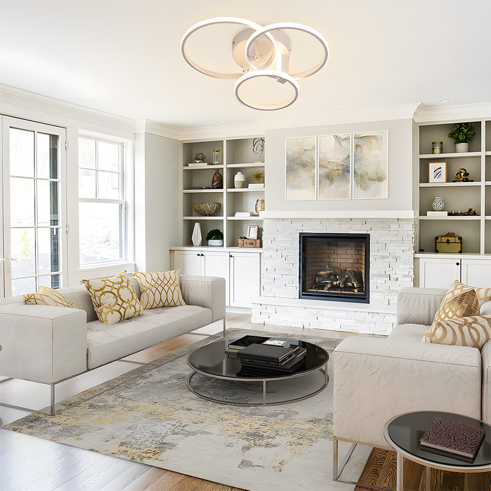 ユニークなデザインのサークルリングメタルLEDシーリングライト