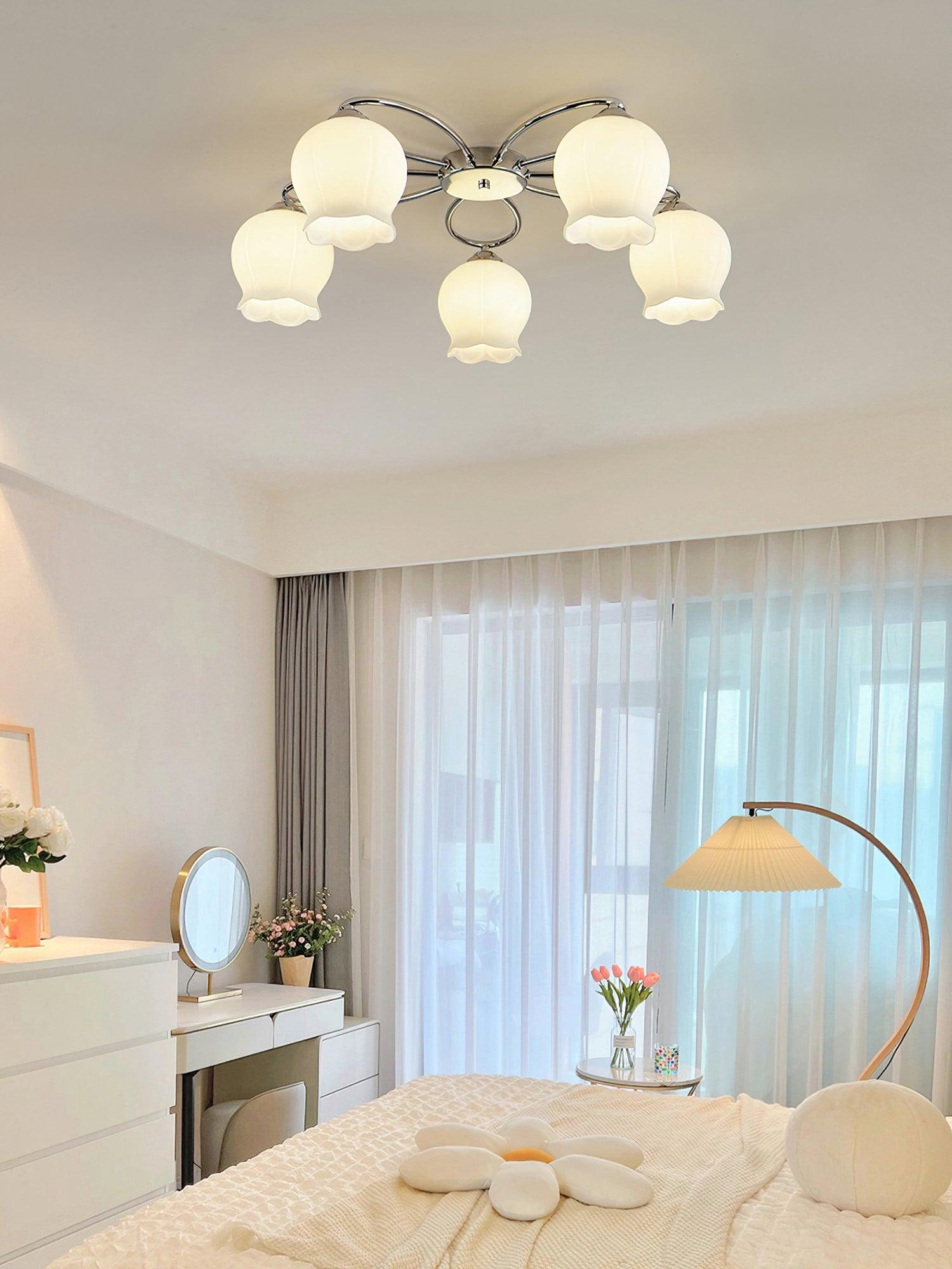 花柄ガラスシーリングランプ