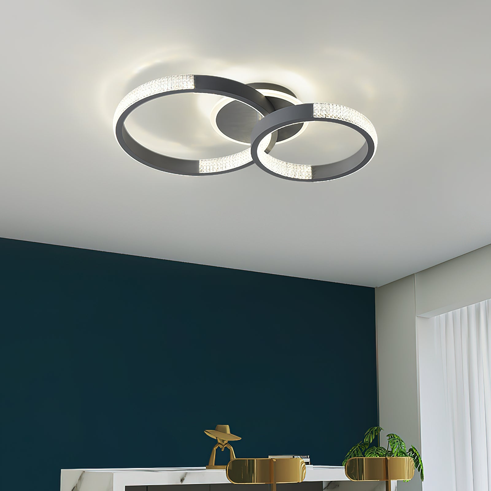 モダンなダブルリング天井ランプ