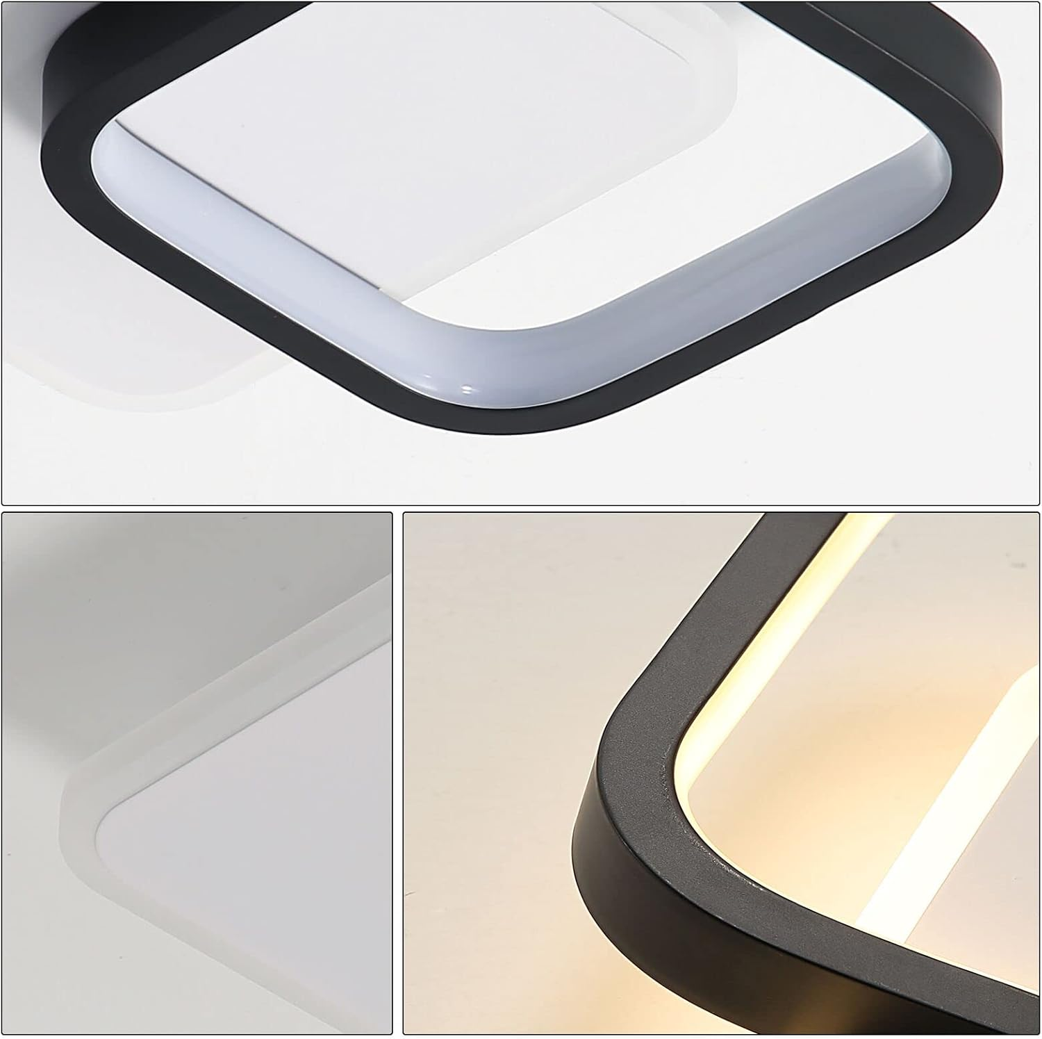 リビングルームに最適な、モダンな幾何学模様のアイアンブラックフラッシュLEDシーリングライト