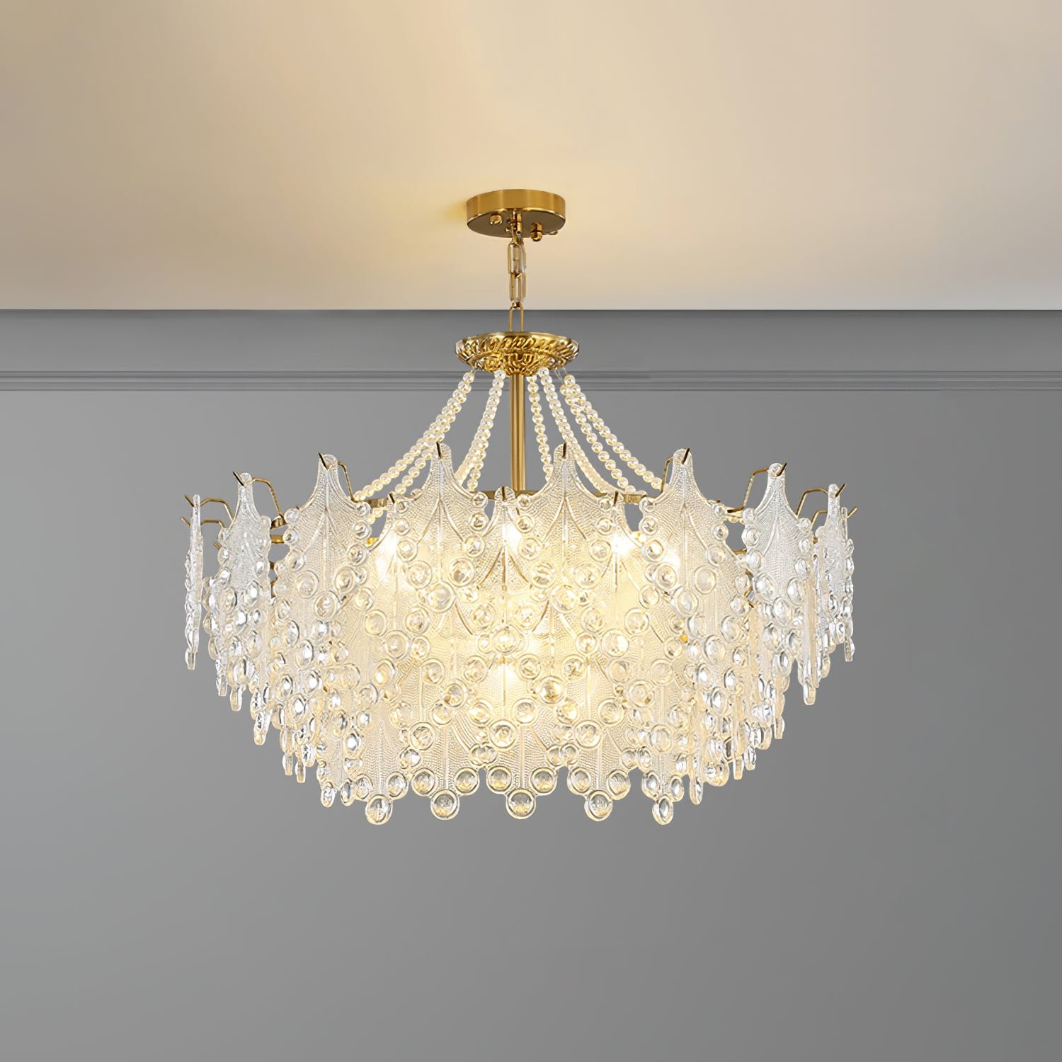 ブロンズ彫刻ガラスシャンデリア