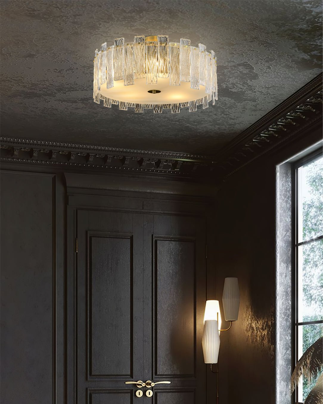 散乱ガラスの天井ランプ