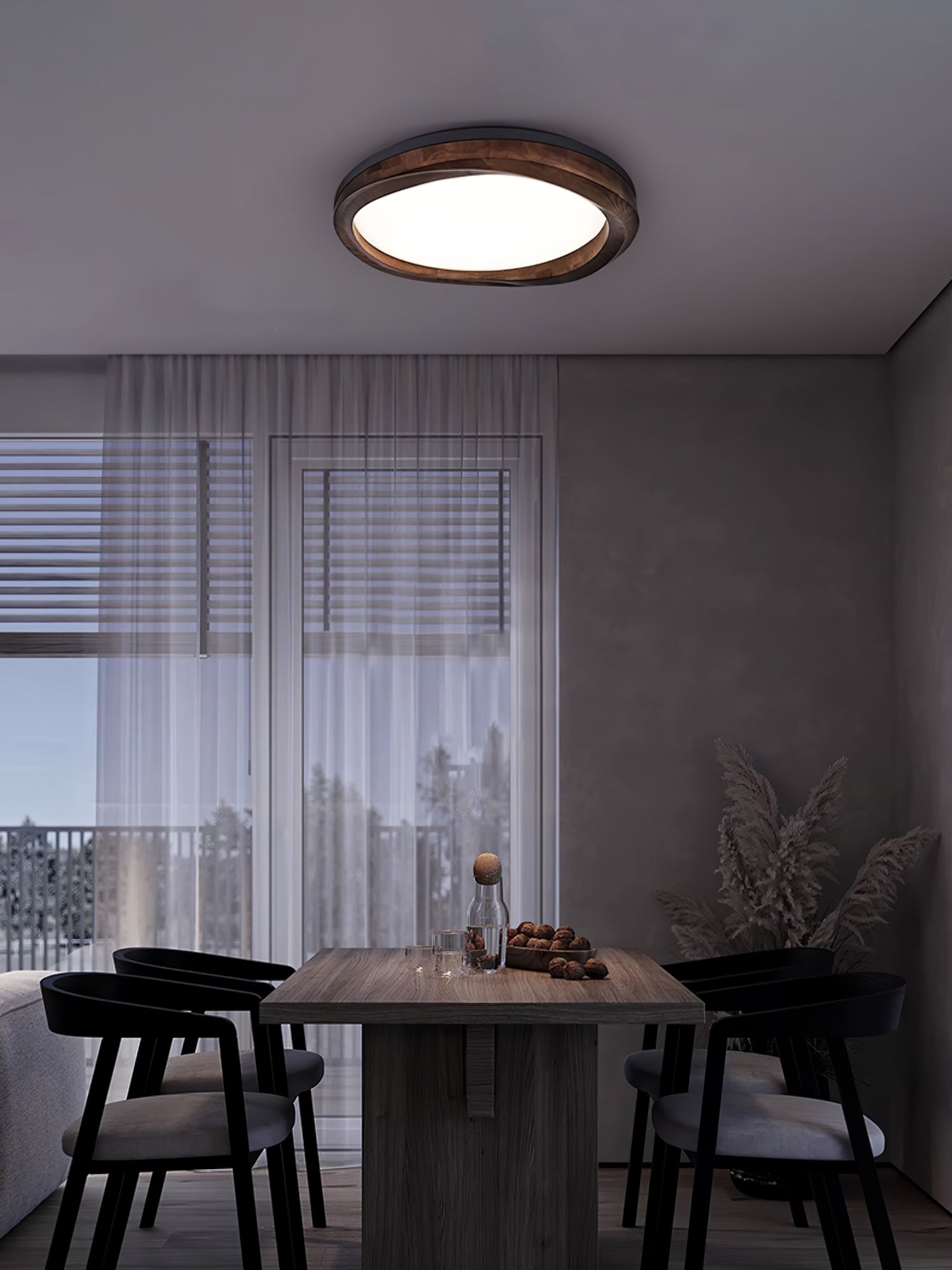 木材ラウンドウッドシーリングランプ