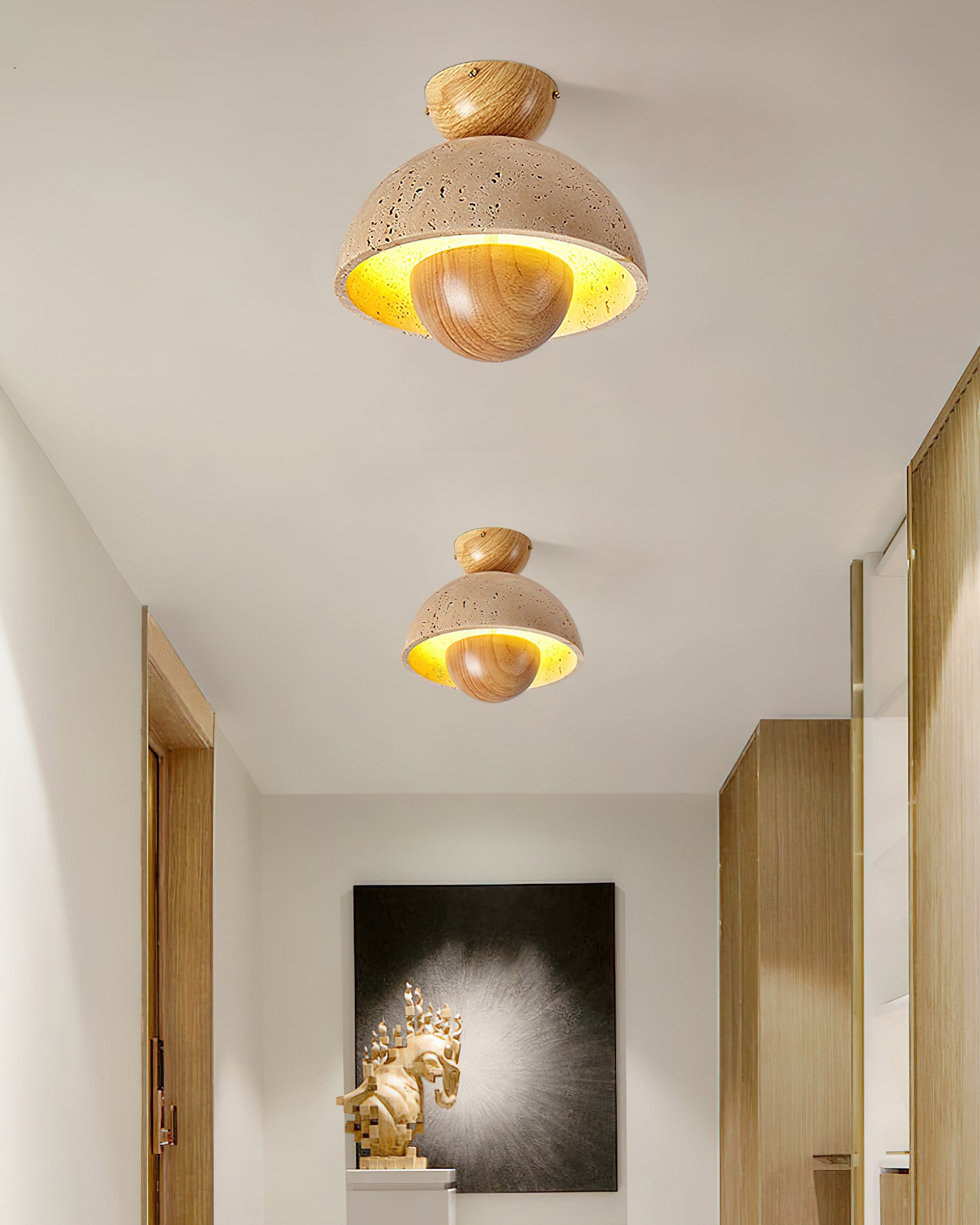 Flowerpot Travertine Ceiling Lamp