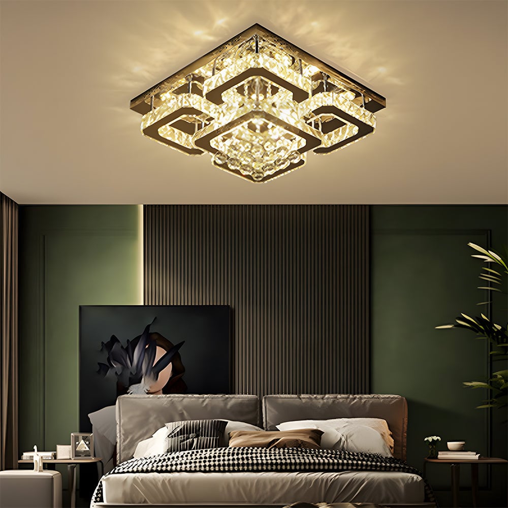 北欧風LEDクリスタルスクエアシーリングライト