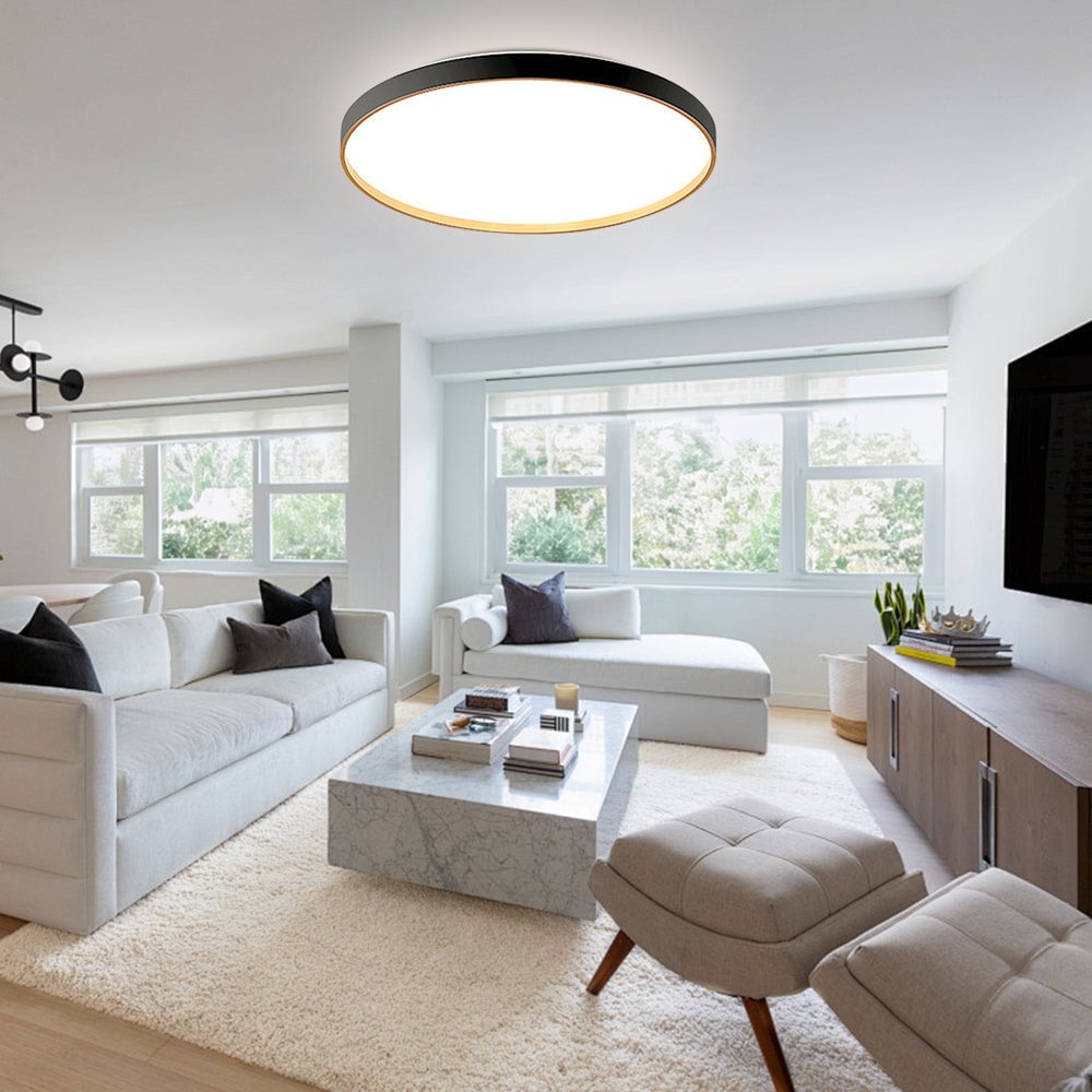 リビングルーム用ブラックラウンドフラッシュシーリングライト