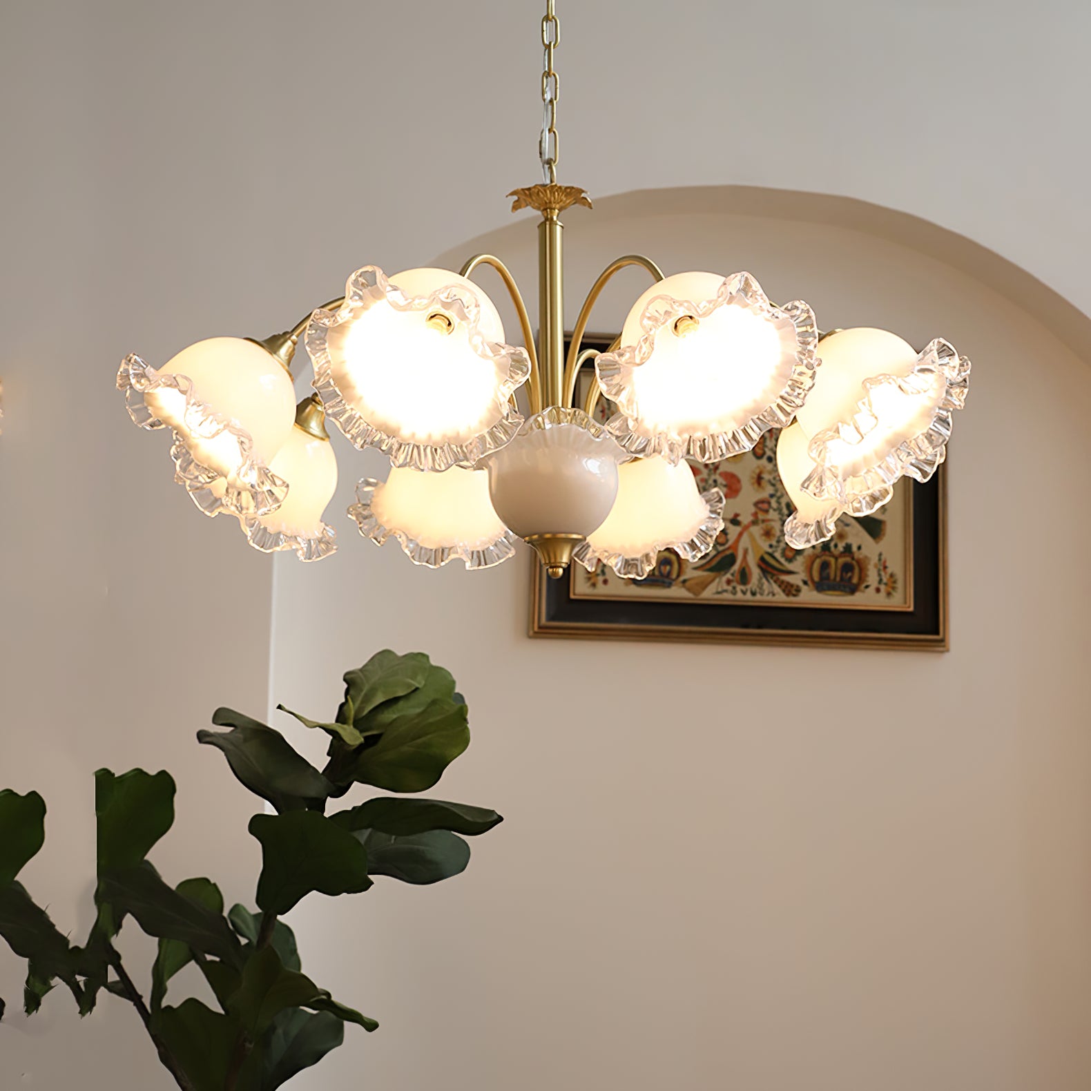 花柄ガラスシャンデリア