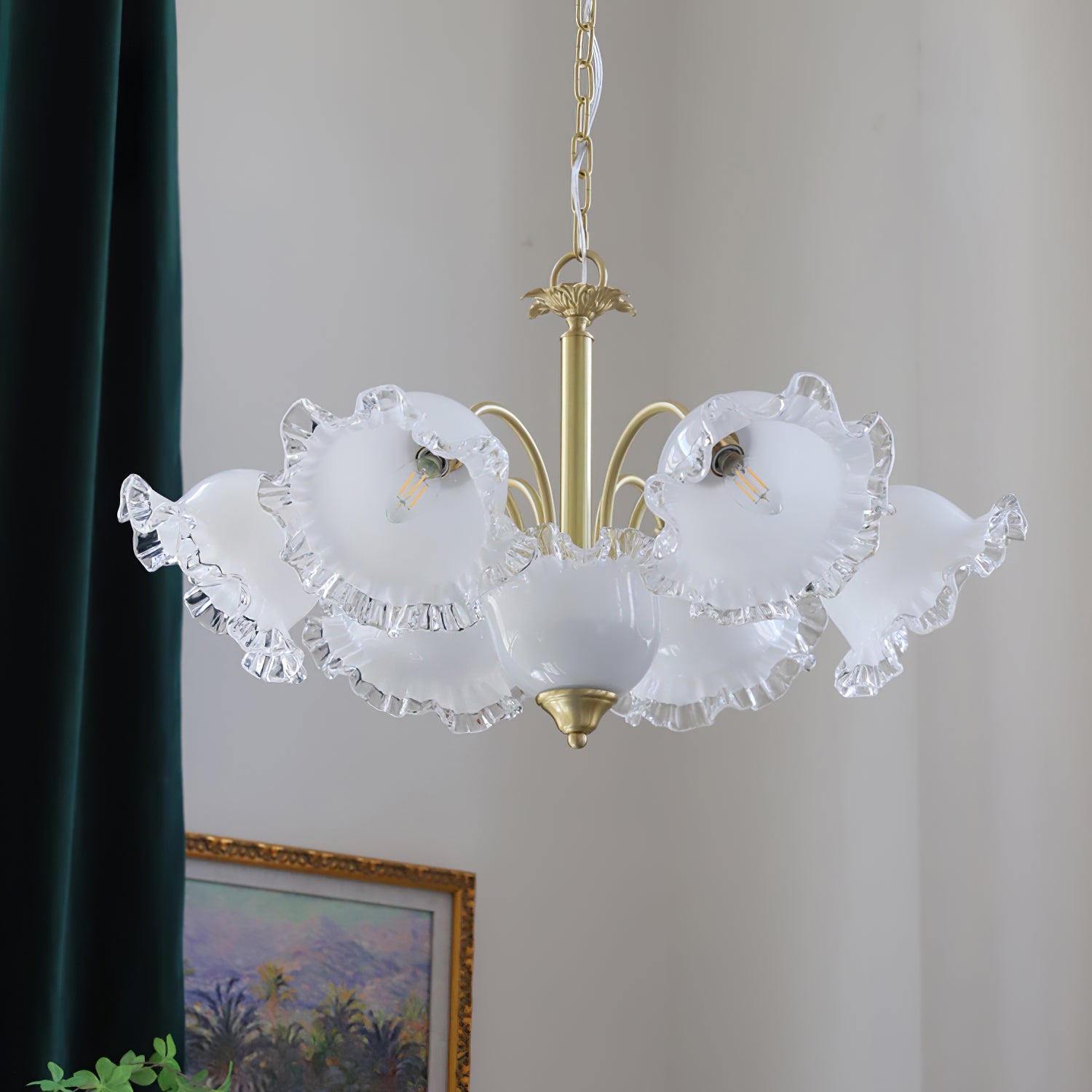 花柄ガラスシャンデリア