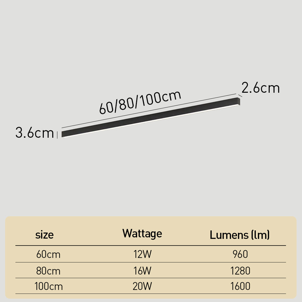 リビングルームに最適な、現代的なミニマリストスタイルのロングストリップLEDシーリングランプ