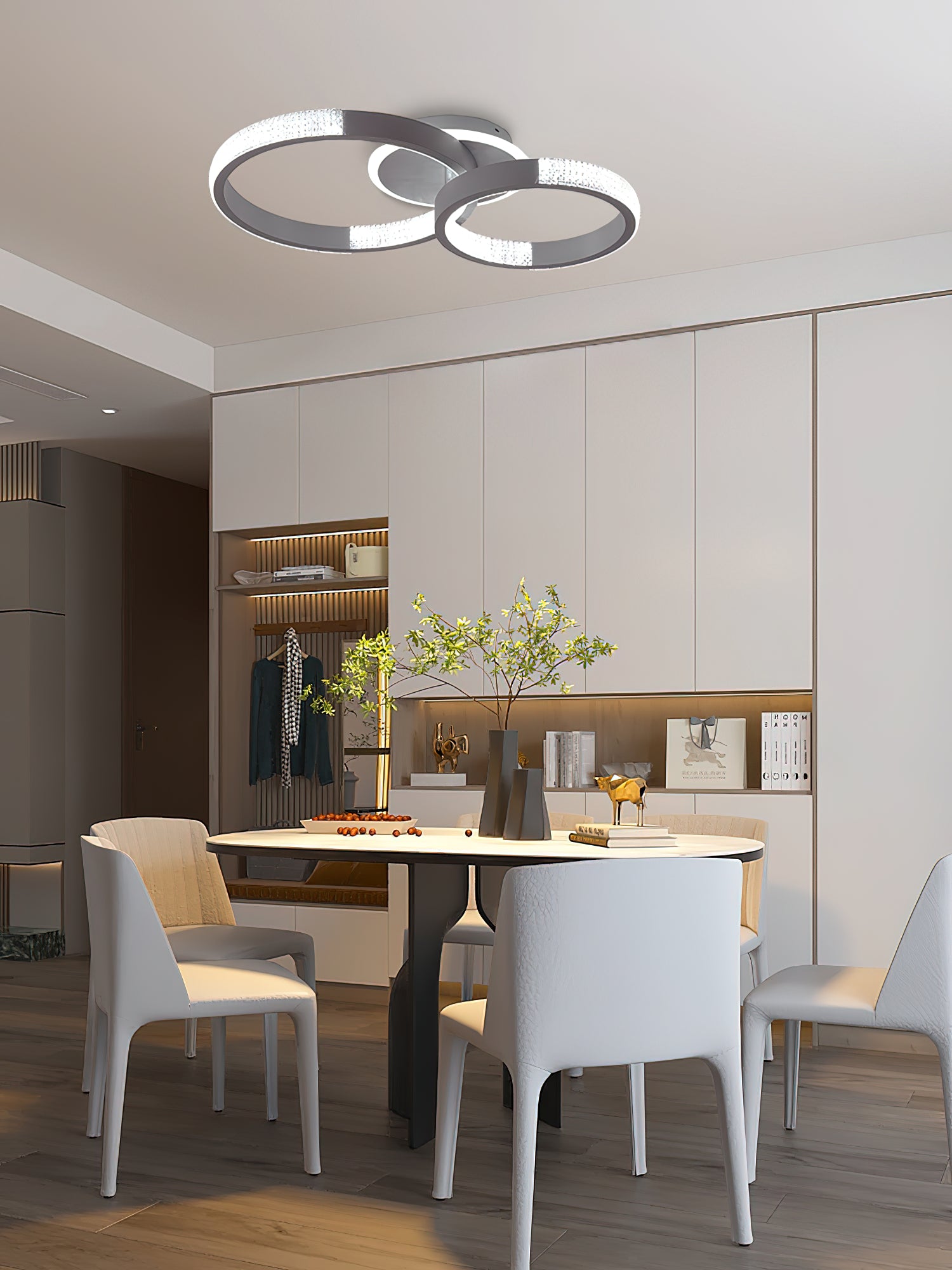 モダンなダブルリング天井ランプ