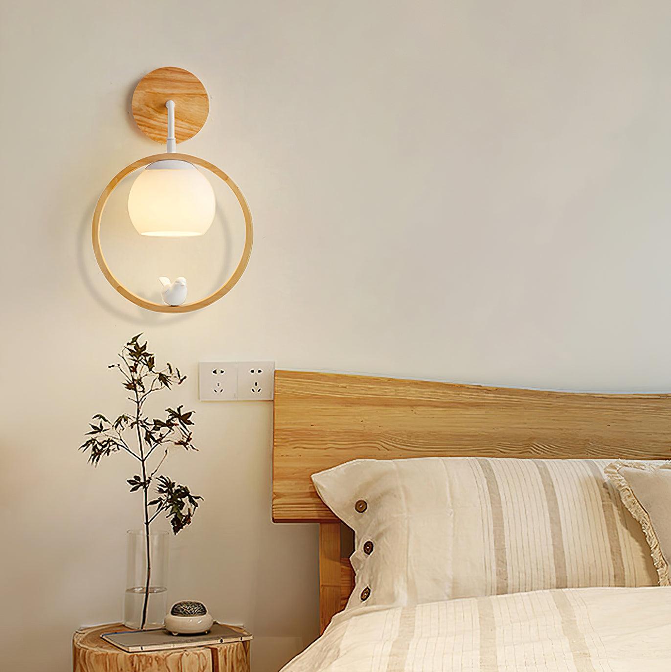 Wood Bird Wall Lamp