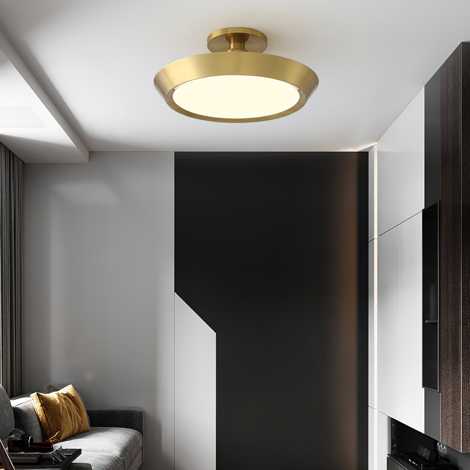 厚い楕円形の天井照明