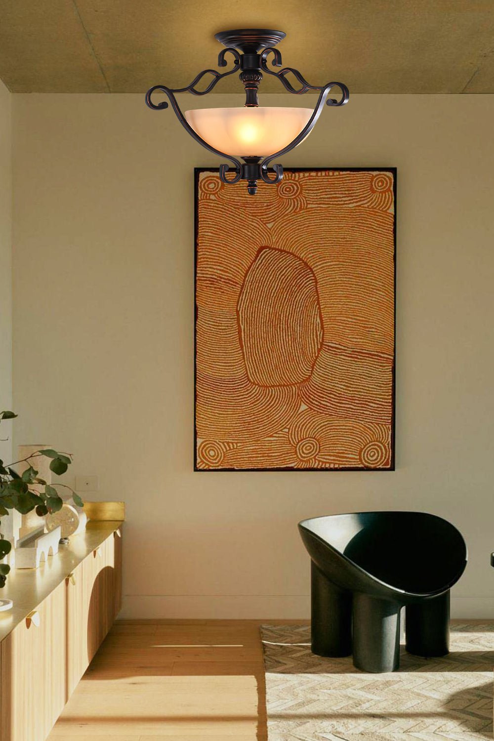 レトロポーチアイアンシーリングランプ