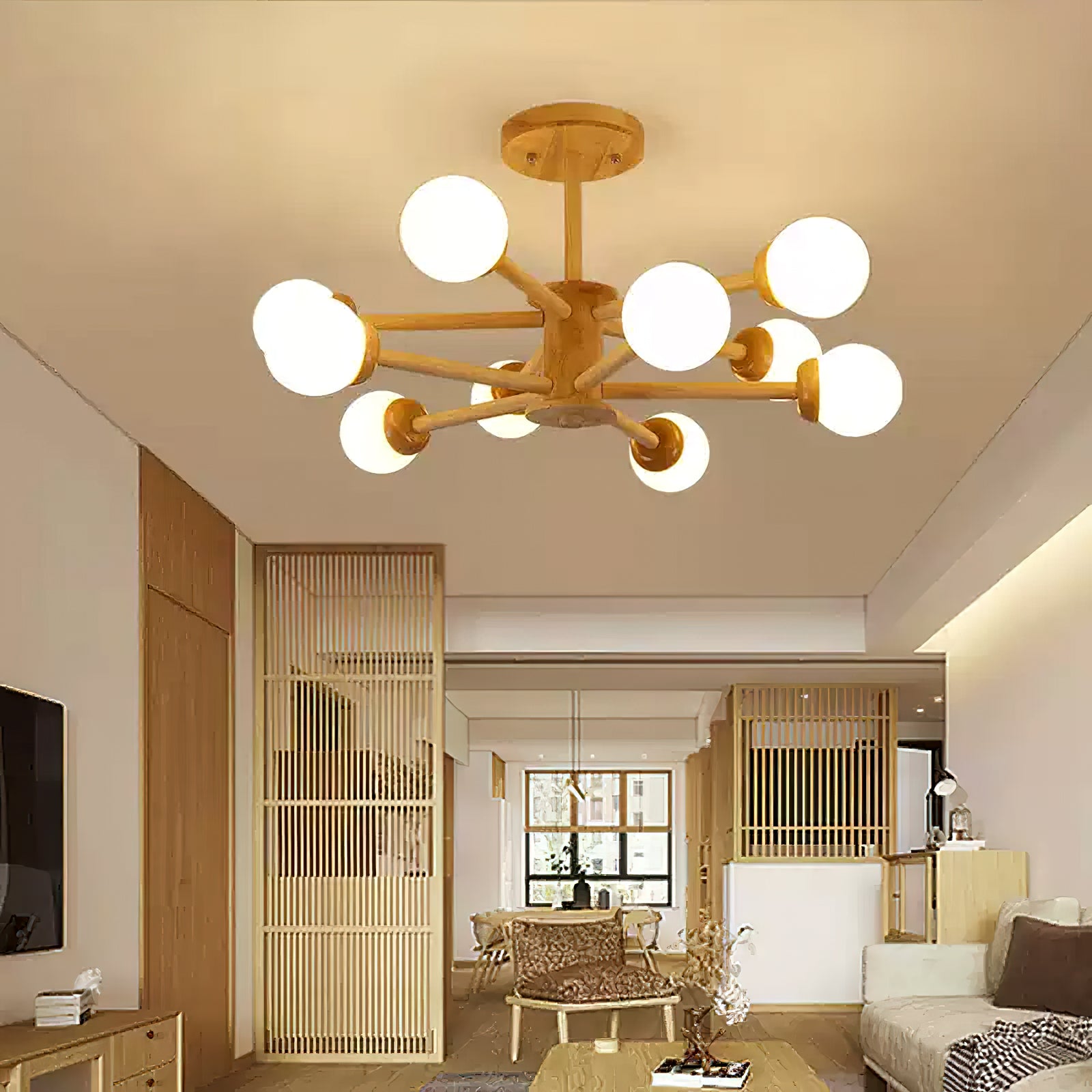 木製分子天井ライト