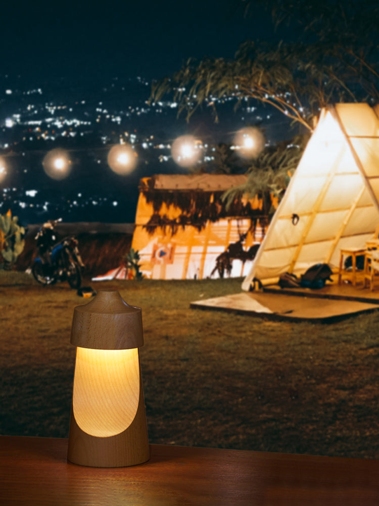 無垢材ハーフムーンテーブルランプ