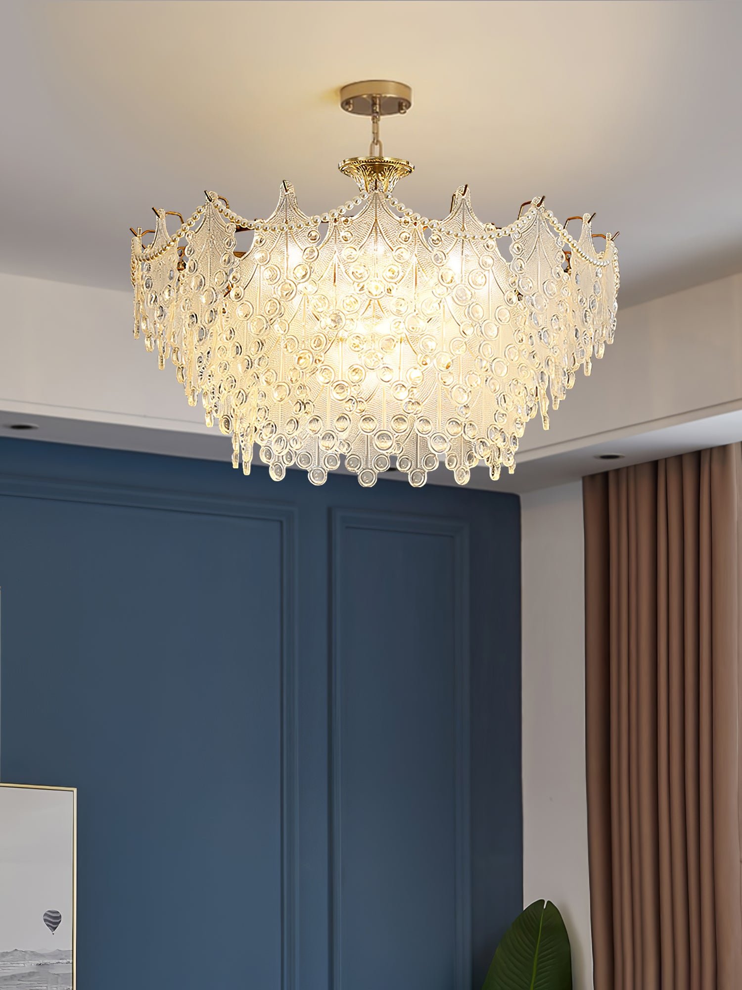 ブロンズ彫刻ガラスシャンデリア