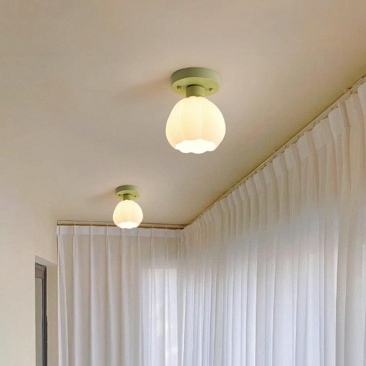 フラワーシェードセミフラッシュマウントライト