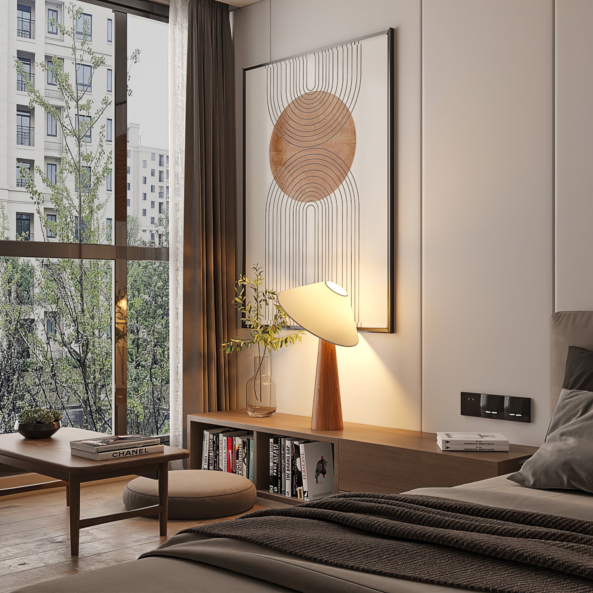 ティルトハット木製テーブルランプ