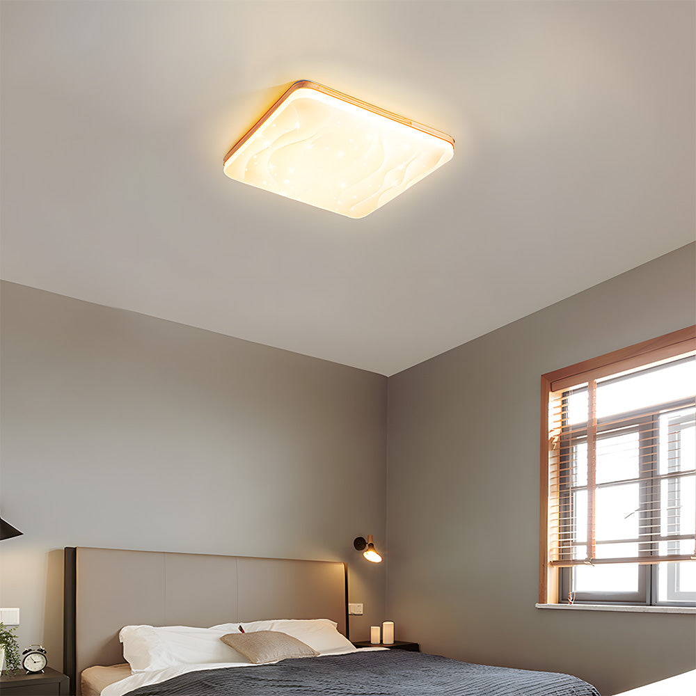 レトロミニマルな木製リビングルームLEDシーリングライト