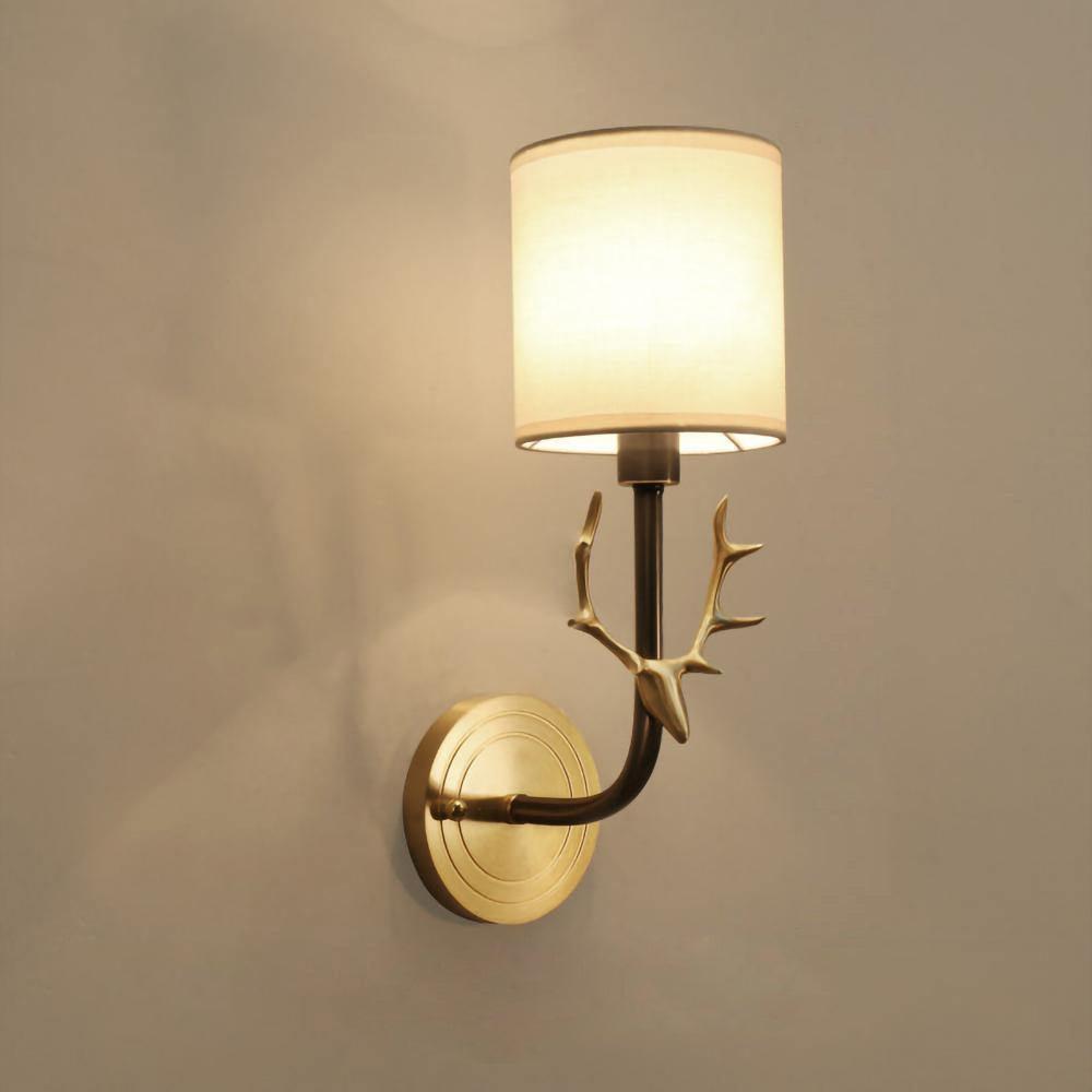 Brass Deer Head Wall Light