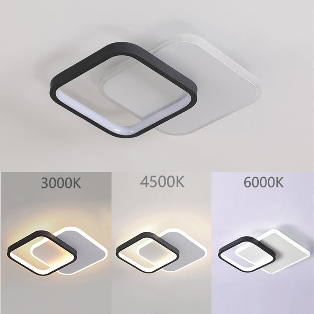 リビングルームに最適な、モダンな幾何学模様のアイアンブラックフラッシュLEDシーリングライト